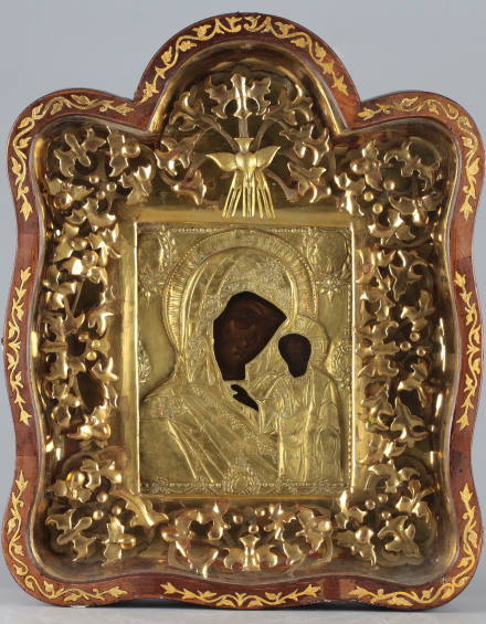 Икона Богородица Казанская в окладе - фото - 3